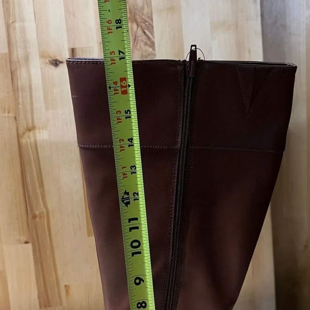 Karen Scott Deliee Riding Boots Womens 8.5W Wide Calf Cognac Brown Side Zip  NWB